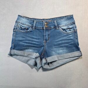Wax Jean Womens Medium Wash High Rise Cuffed Denim Shorts Size
Medium
